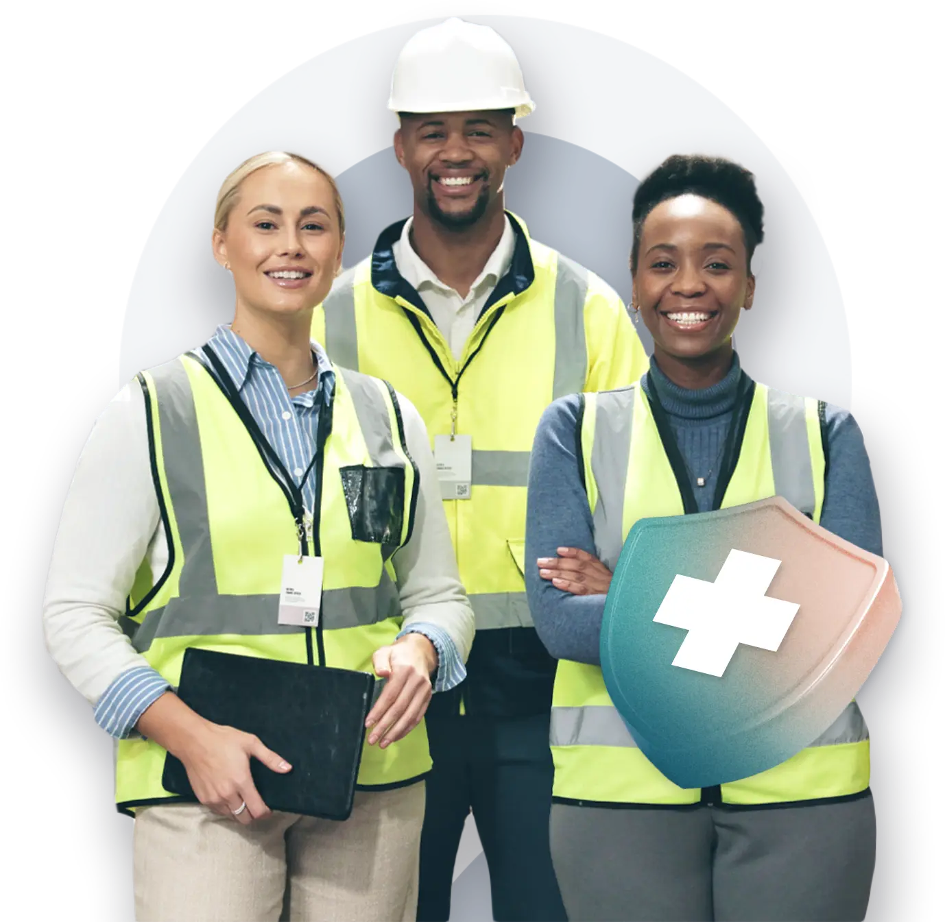 LP-02-Foreground A diverse group of workers in hi-viz safety gear